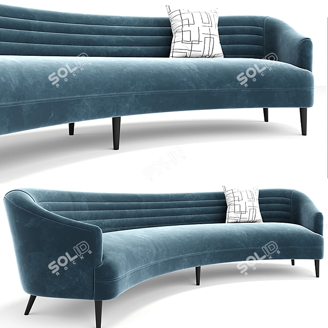 Sleek Long Curve Sofa: 3dsmax 2011 & Obj Formats 3D model image 2