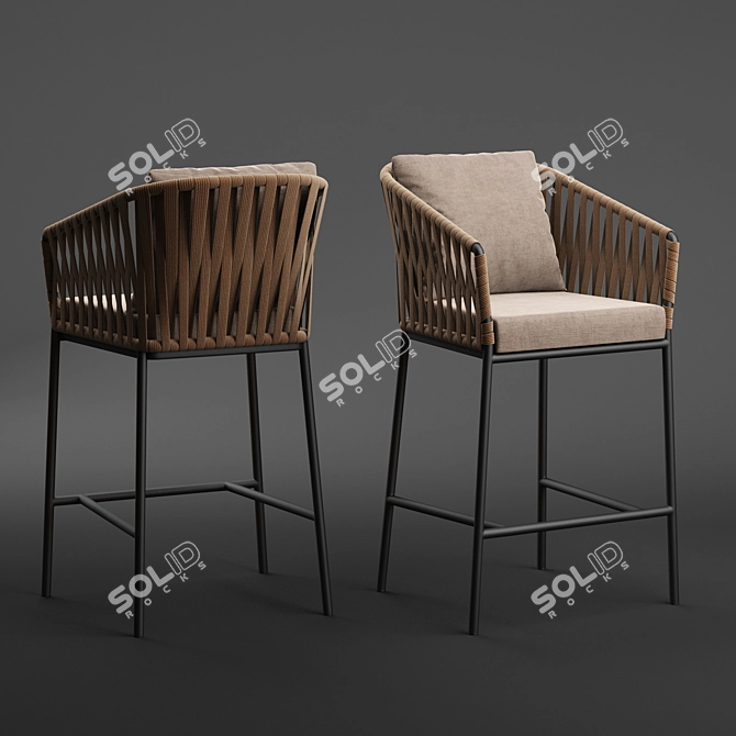 Sleek Bitta Barstool: Versatile and Stylish 3D model image 2