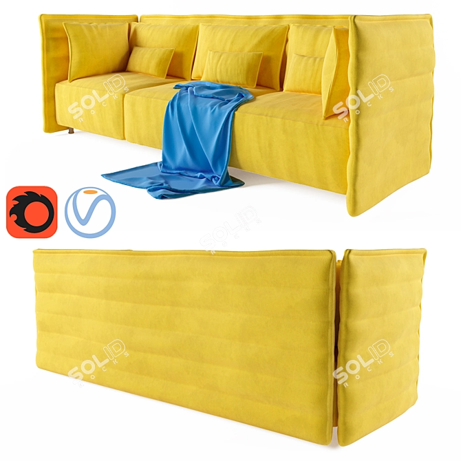 Alcove Plume Contract Sofa - Multicolor Comfort 3D model image 1