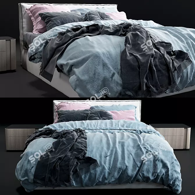 Modern Geometry Mesh Bed Set 3D model image 1