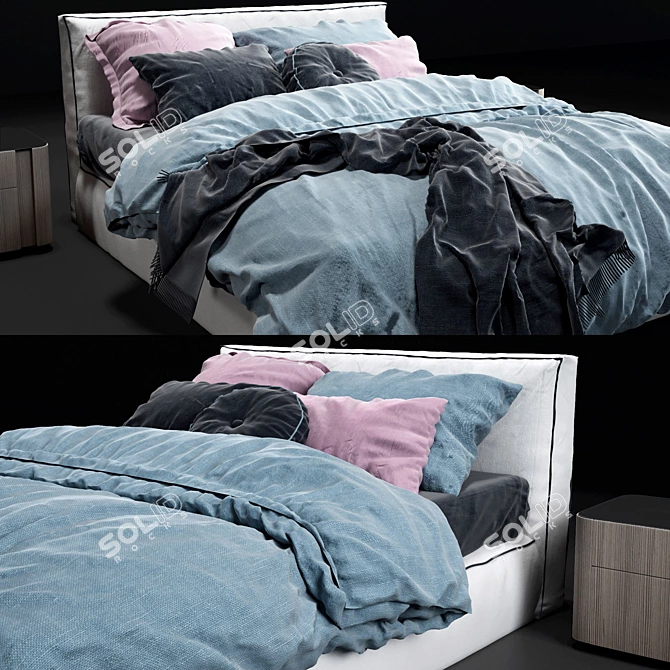Modern Geometry Mesh Bed Set 3D model image 2