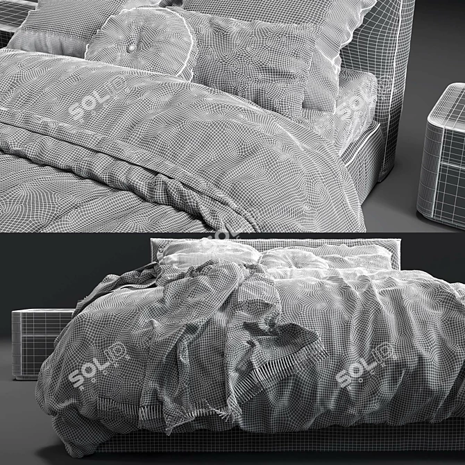 Modern Geometry Mesh Bed Set 3D model image 3