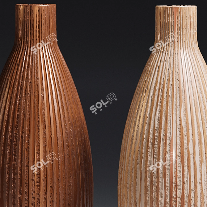 Elegant Vase Trio: 3D Max Compatible 3D model image 2