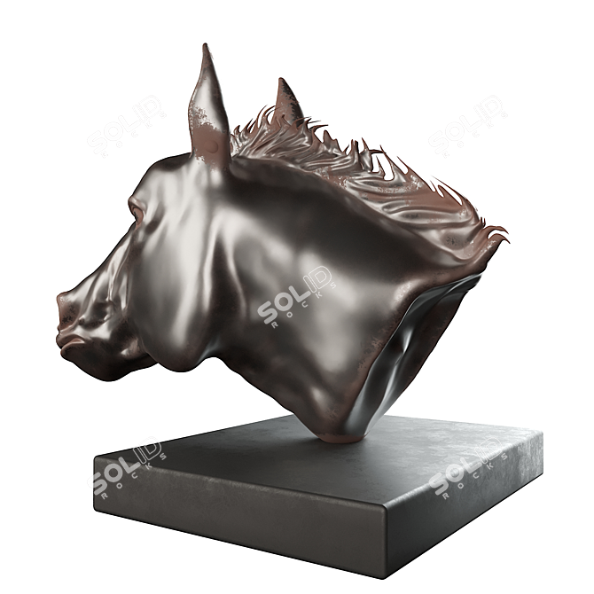 Majestic Bronze Horse Sculpture 3D model image 2