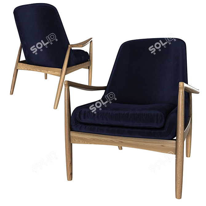 Midnight Blue Velvet Crispin Chair 3D model image 1