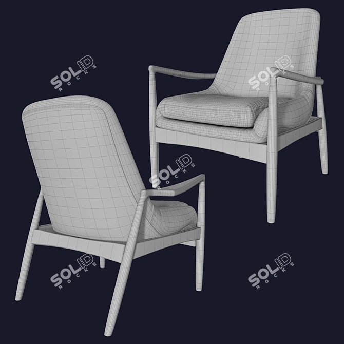 Midnight Blue Velvet Crispin Chair 3D model image 3