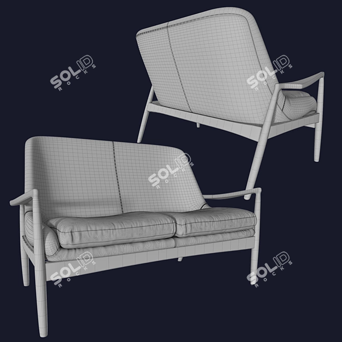 Midnight Blue Velvet Crispin Sofa 3D model image 3