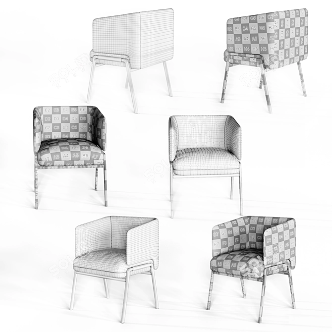 Kim Fabric Easy Chair: Stylish and Comfortable 3D model image 3