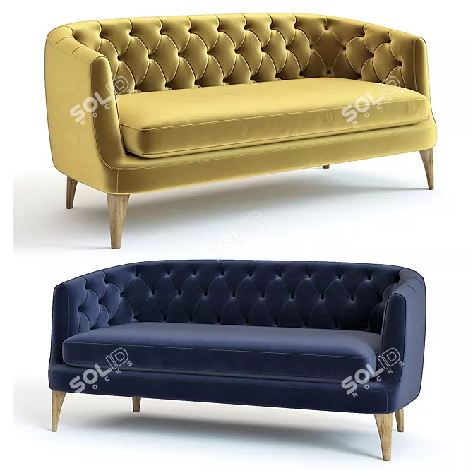 Modern West Elm Lola Sofa: 3D Model 3D model image 1