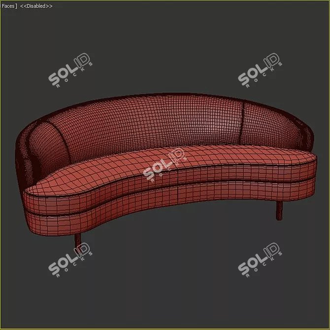 Elegant Velvet Sofa 3D model image 3