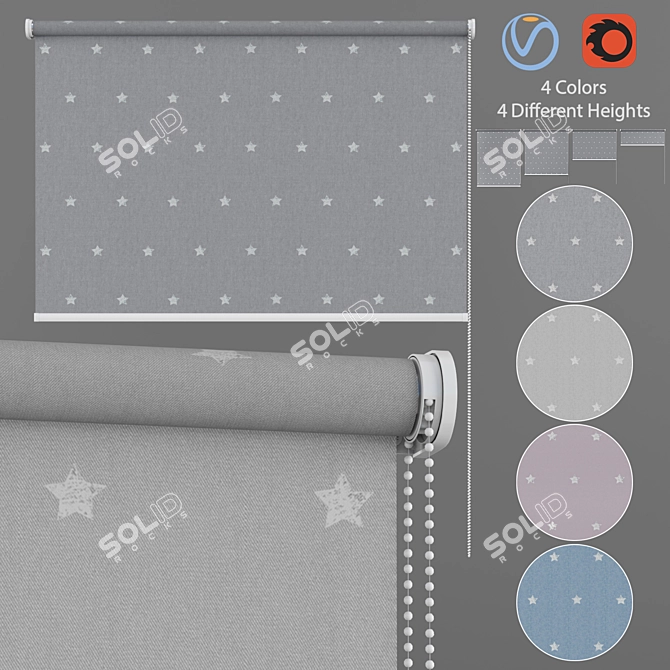 Twinkle Roller Blind Set - Four Colors 3D model image 1