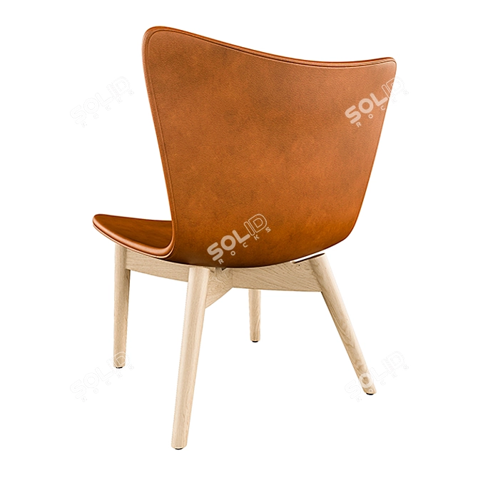 Mater Oak Lounge Chair: Sleek Oak Design with Leather Upholstery 3D model image 2