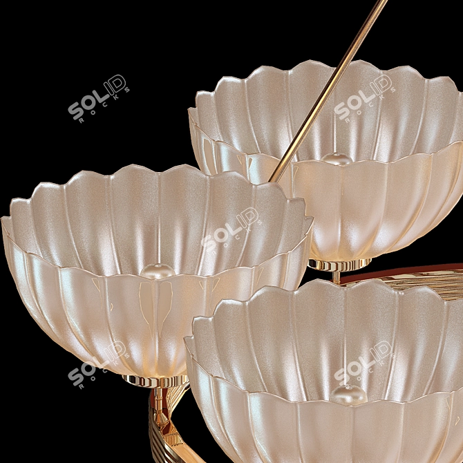 Art Deco Brass Hoop Chandelier 3D model image 2