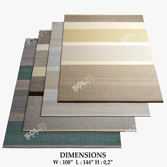 Warli Dhurries: Beige, Grey, Brown, Green 3D model image 1