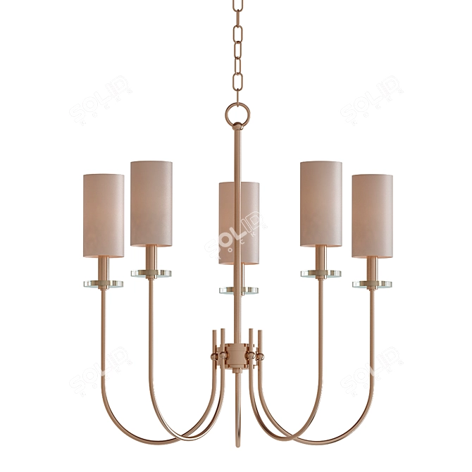 Elegant Satin Gold Chandelier 3D model image 1