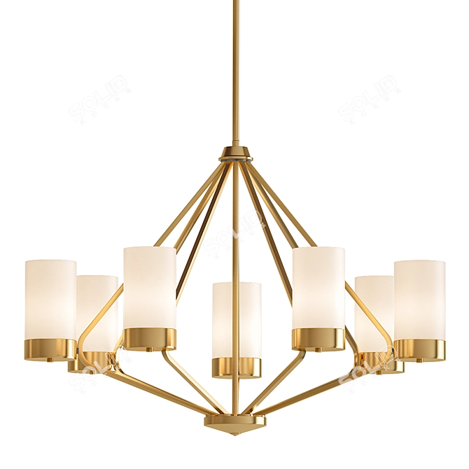 Bronze Etched Glass Chandelier 3D model image 1