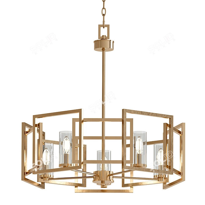 Elegant Marco Chandelier: Clear Glass Shade 3D model image 1