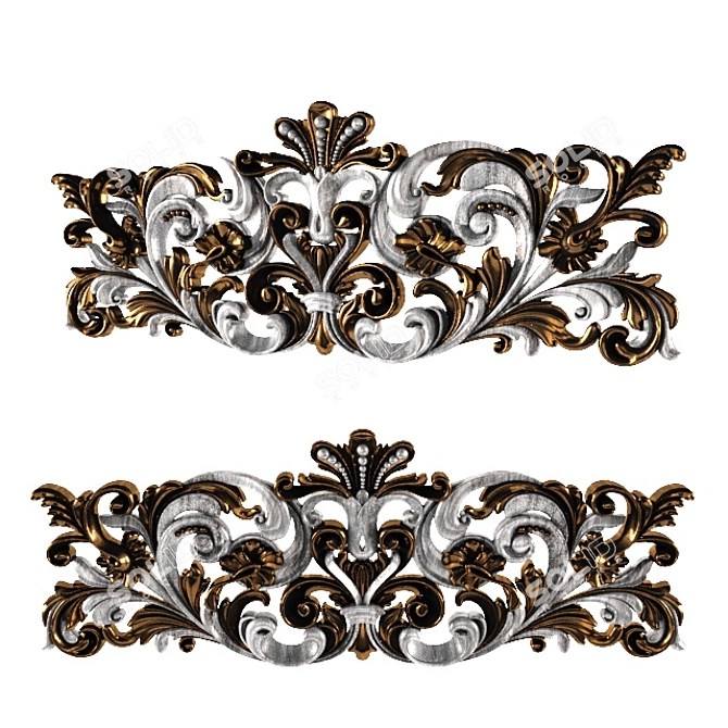 Elegant Decorative Stucco Pattern 3D model image 1