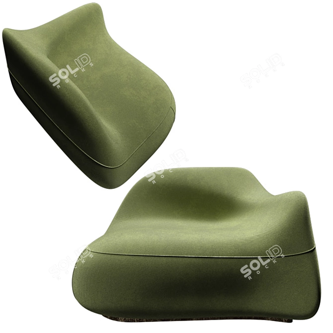 Elegant Matcha Green Sofa 3D model image 1