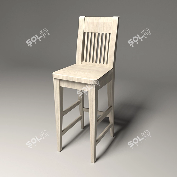 Wooden Bar Chair 3D model image 1