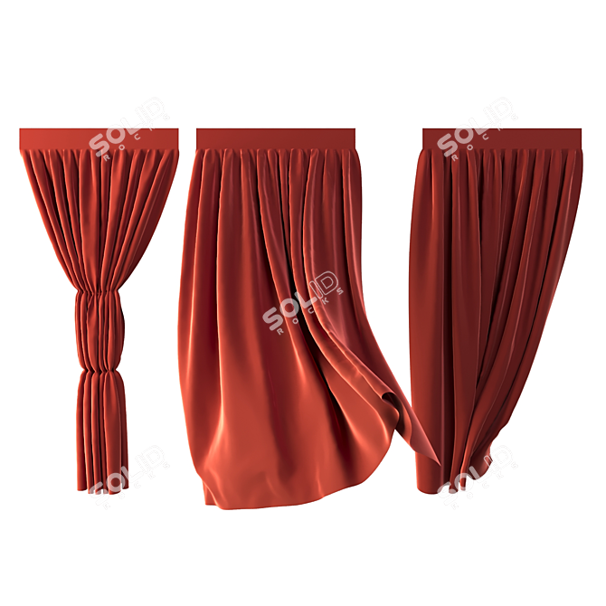 Elegant Complete Curtain Set 3D model image 1