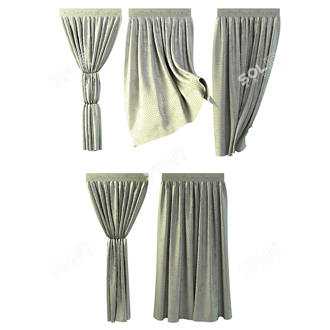 Elegant Complete Curtain Set 3D model image 3