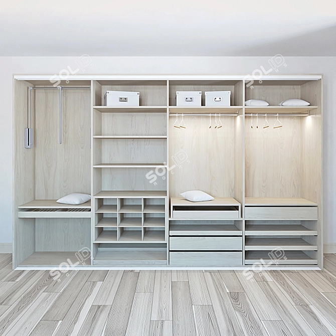 Sleek Illuminated Wardrobe with LED Doors 3D model image 2