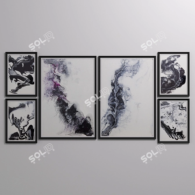 Modern Black and White Art Set 3D model image 1