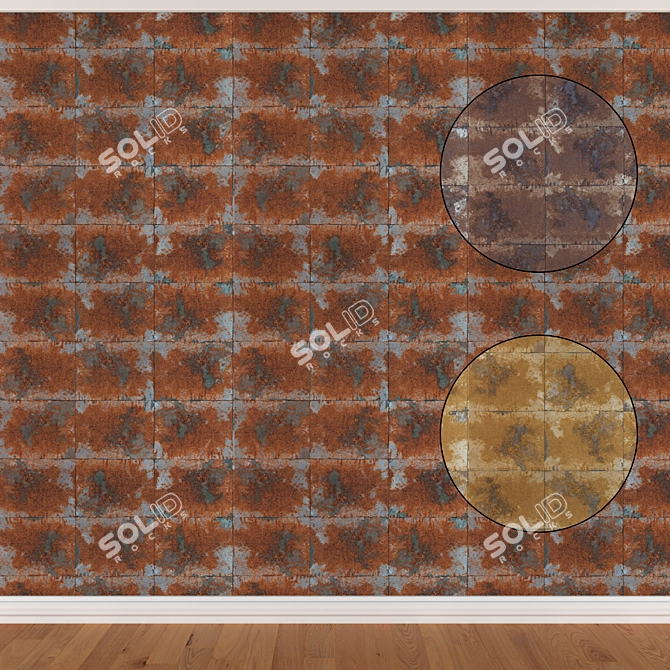 Seamless Wallpaper Set in 3 Colors 3D model image 1