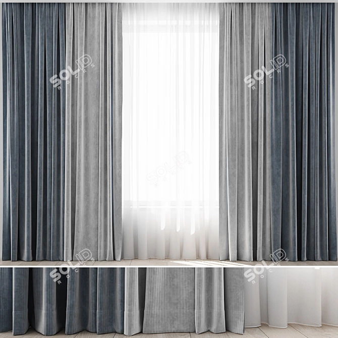 Elegant Curtain Set 3D model image 1