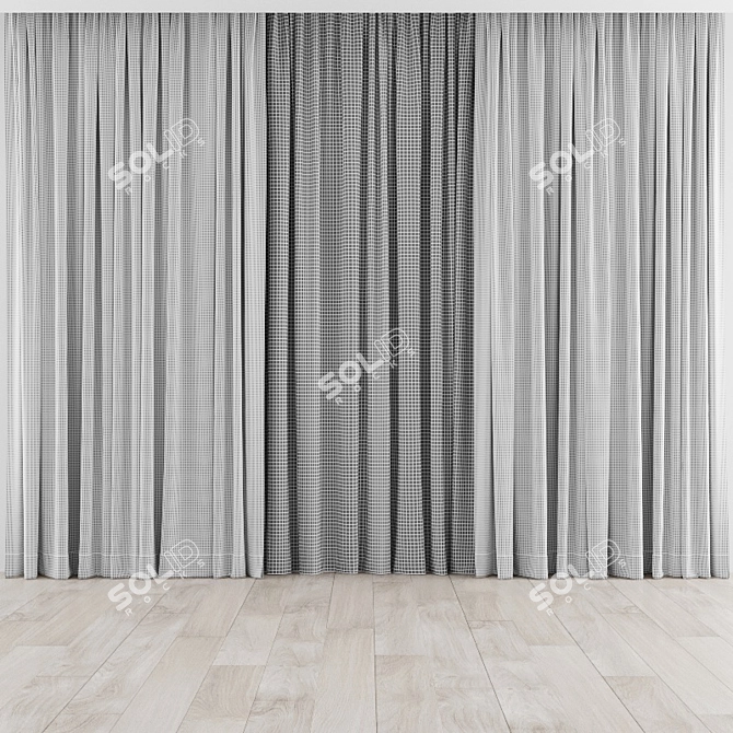 Elegant Curtain Set 3D model image 3