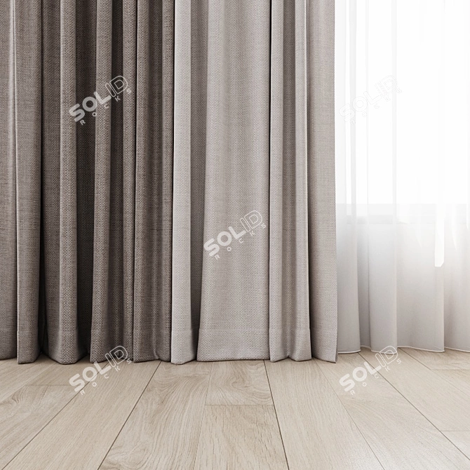 Chic Curtain Set: 4 Window Treatments 3D model image 2