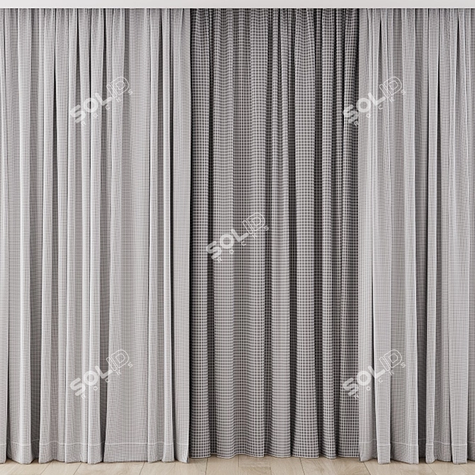 Chic Curtain Set: 4 Window Treatments 3D model image 3