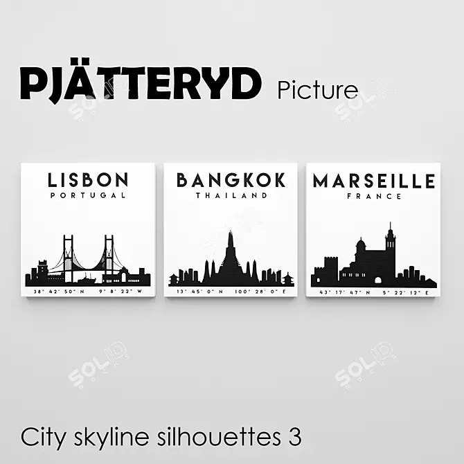 Cityscape Silhouette Canvas Print 3D model image 1