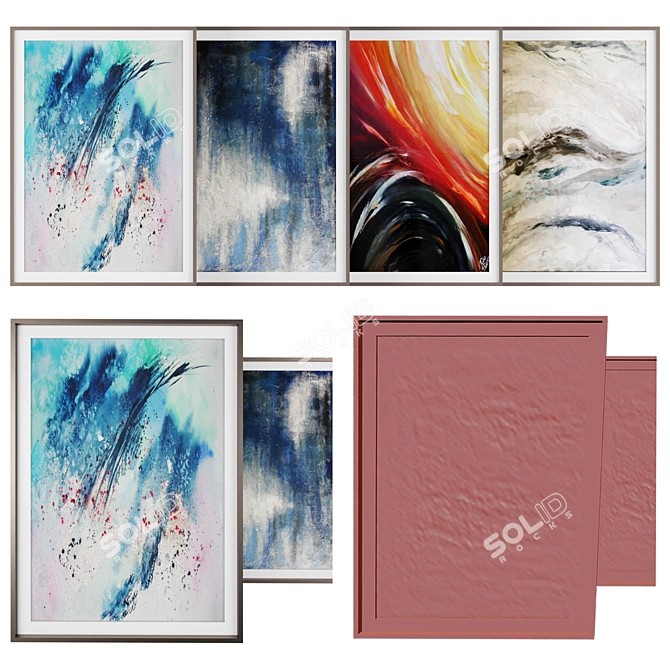 Abstract Art Photo Frame Set - Real Painting 3D model image 1