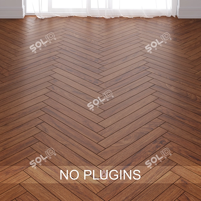 Brown Oak Wood Parquet Tiles 3D model image 1