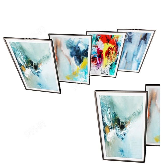 Abstract Art Photo Frame Set - Real Painting Modeling 3D model image 2