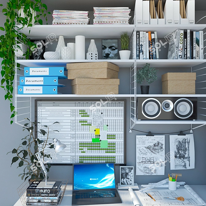 Modern IKEA Office Furniture Set 3D model image 2