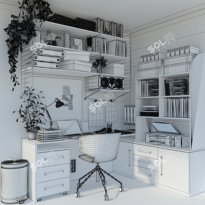 Modern IKEA Office Furniture Set 3D model image 3