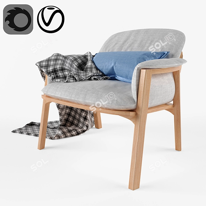 Luxurious Teak Wood Chair 3D model image 1