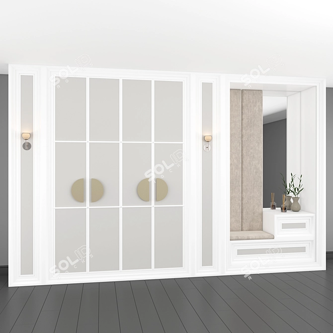 Elegant Entryway Cabinet with Mirror 3D model image 2