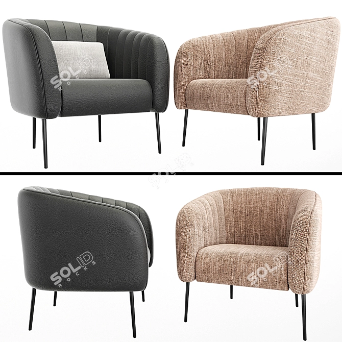 Elegant Rose Velvet Armchair 3D model image 1