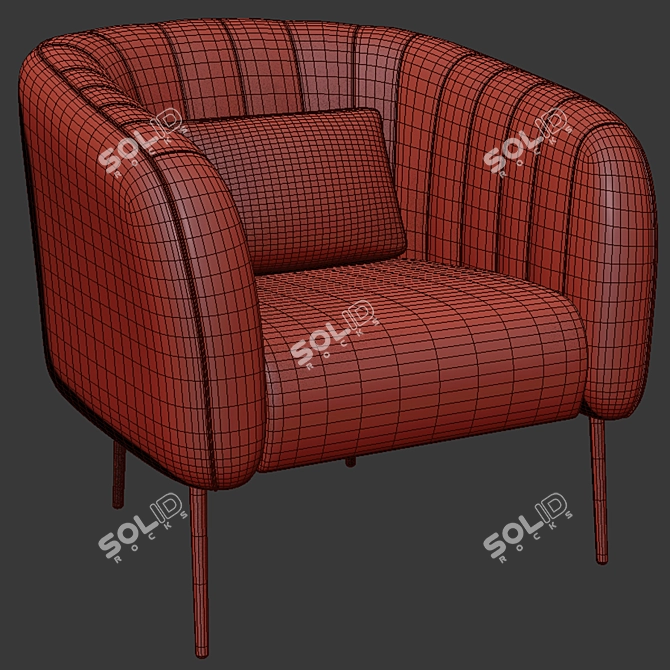 Elegant Rose Velvet Armchair 3D model image 2