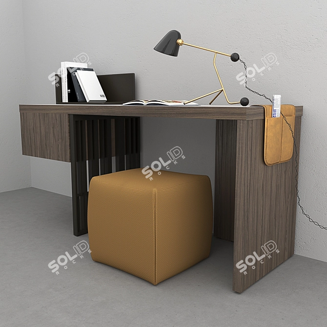 Scriba Writing Desk & Beghina Table Lamp 3D model image 1
