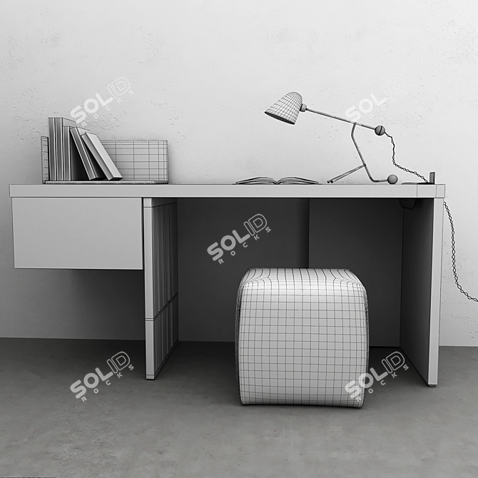 Scriba Writing Desk & Beghina Table Lamp 3D model image 3