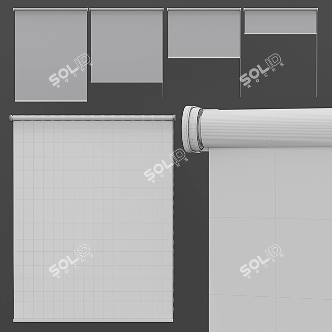 Designer Roller Blinds Set 3: Versatile Height Options 3D model image 3