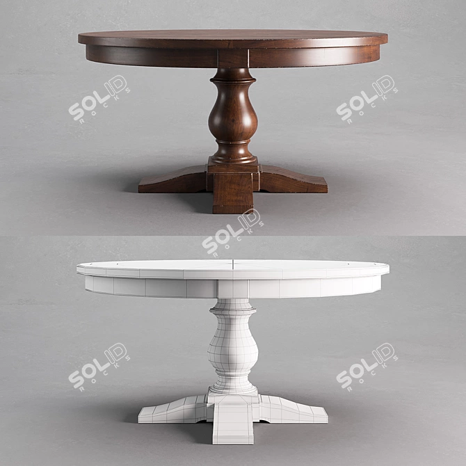 Antique Monastery Dining Table 3D model image 2