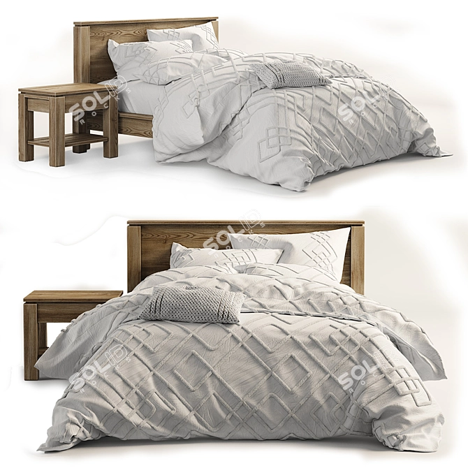 Natural Walker Bed: Stylish, Sustainable, and Spacious 3D model image 1