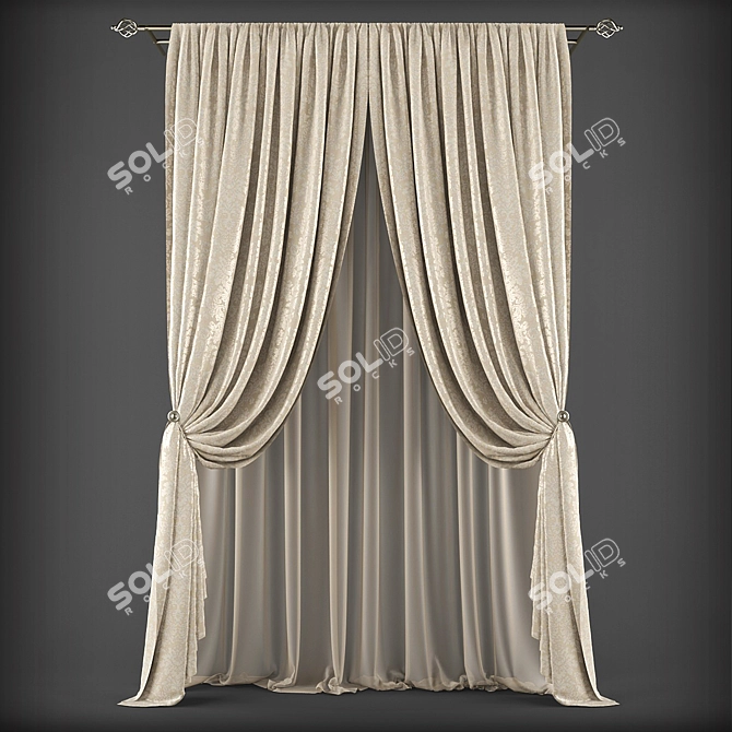 Classic Style Curtains 3D model image 1