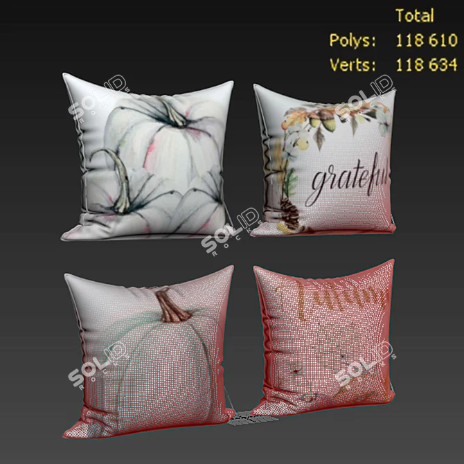 Elegant Pillow Set: Decorative and Versatile 3D model image 2